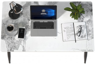 Обеденный стол Мебель--24 DT-27, цвет белый мрамор(глянцевая), ШхГхВ 120х70х75 см., столешница камень 10,5 мм., ножки металл, макс. нагрузка 80 кг.