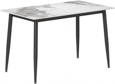 Обеденный стол Мебель--24 DT-27, цвет белый мрамор(глянцевая), ШхГхВ 120х70х75 см., столешница камень 10,5 мм., ножки металл, макс. нагрузка 80 кг.