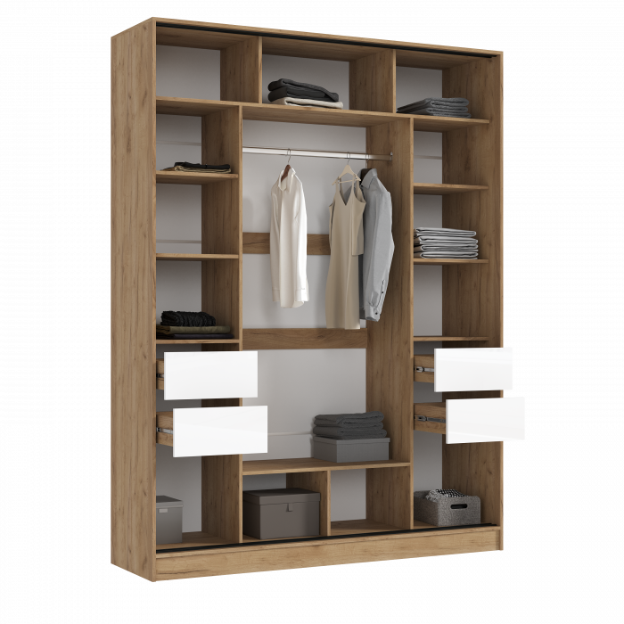 Роджина Шкаф-купе 1800 дуб крафт/белый глянец