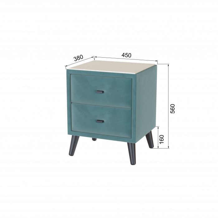 Тумба прикроватная интерьерная Пай бирюза/мдф клен кремовый