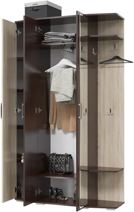 Прихожая 2-3428вн/дубсон Паола, цвет венге/дуб сонома, ШхГхВ 120х38х202 см., универсальная сборка