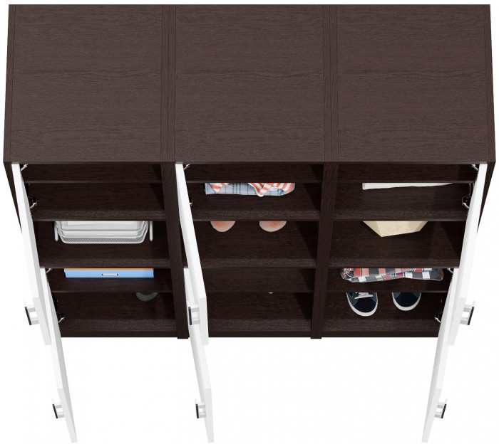 Три Пенала С-МД-СК9П к компьютерному столу С-МД-СК9, цвет венге/белый шагрень, ШхГхВ 129х45х160 см., универсальная сборка