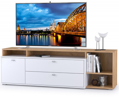 Бэль 10.92 Тумба, цвет дуб крафт золотой/белый премиум, ШхГхВ 171х43х52,8 см., НЕ универсальная сборка