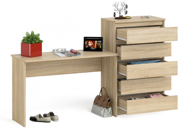 Мори письменный стол МСП1200.1 + Комод МК700.5, дуб сонома