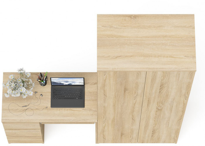 Мори Стол компьютерный МС-6 левый + Шкаф МШ800.1, цвет дуб сонома, ШхГхВ 170,4х50,4х209,6 см., выдвижные ящики слева, НЕ универсальная сборка