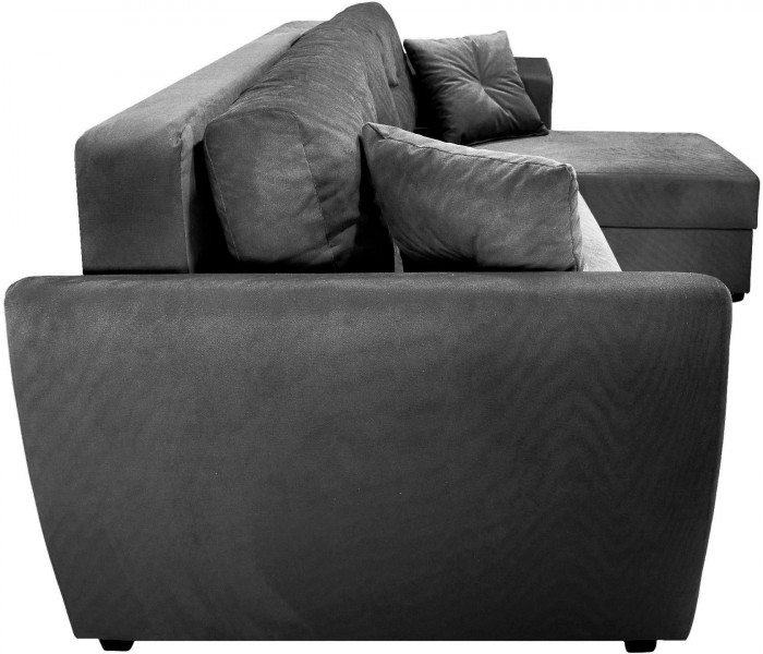 Диван-кровать угловой Амстердам Люкс, 160х200, еврокнижка, велюр, черный