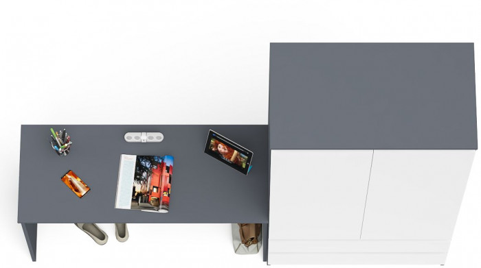 Мори письменный стол МСП1200.1 + Шкаф МШ900.1, графит/белый