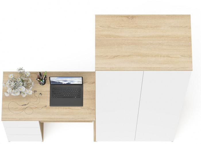 Мори Стол компьютерный МС-6 левый + Шкаф МШ800.1, цвет дуб сонома/белый, ШхГхВ 170,4х50,4х209,6 см., выдвижные ящики слева, НЕ универсальная сборка