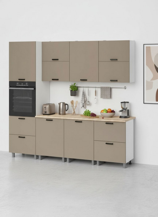 МК Аленушка 2,4м Орешник Матовый Вижен,скоба черный,сонома (без столешницы)