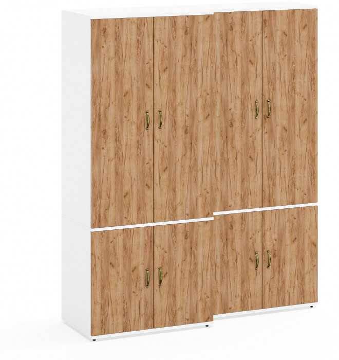 Лидер-8 Модуль Шкаф МД 19Б + Шкаф МД 20Б, цвет белый шагрень/крафт золото, ШхГхВ 160х50,3х190 см., НЕ универсальная сборка