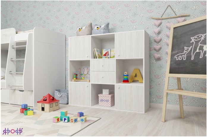 Стеллаж Джери (Винтерберг/Оранжевый)