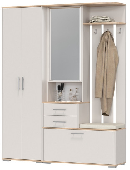 Прихожая 2-3430+2-3431дкз/к.с Домино - Комплект для прихожей, цвет дуб крафт золотой/кашемир серый, ШхГхВ 160х36х202 см., универсальная сборка