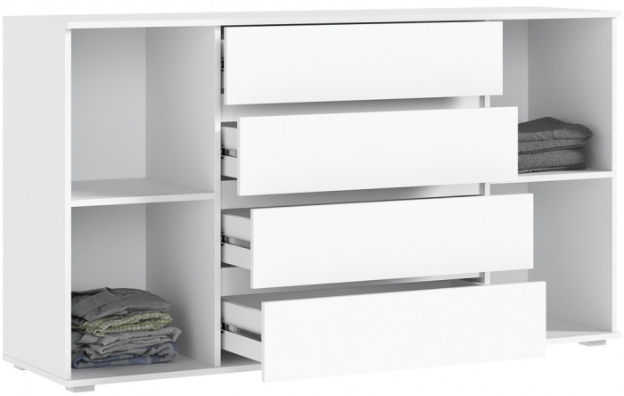 Марвэл Комод 2 двери 4 ящика (1600), Белый/Браш белый