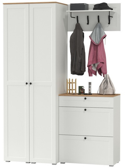 Остин Прихожая 35, белый шагрень/дуб крафт золотой