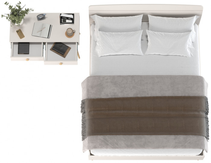 Афина Спальня Кровать 1600 + Стол, кашемир серый