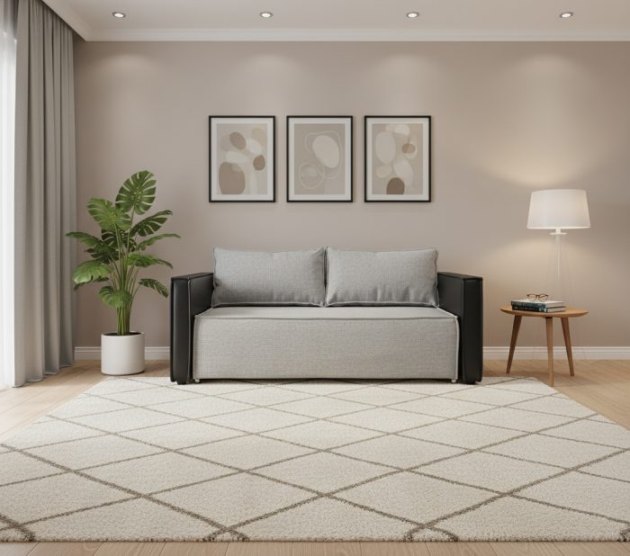 Диван-аккордеон Барон, 120х200, рогожка, серый