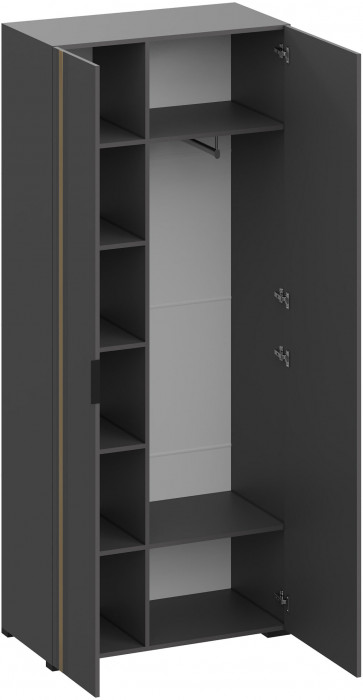 Эмэ Шкаф 2-х створчатый ШК-3938 с зеркалом, Графит