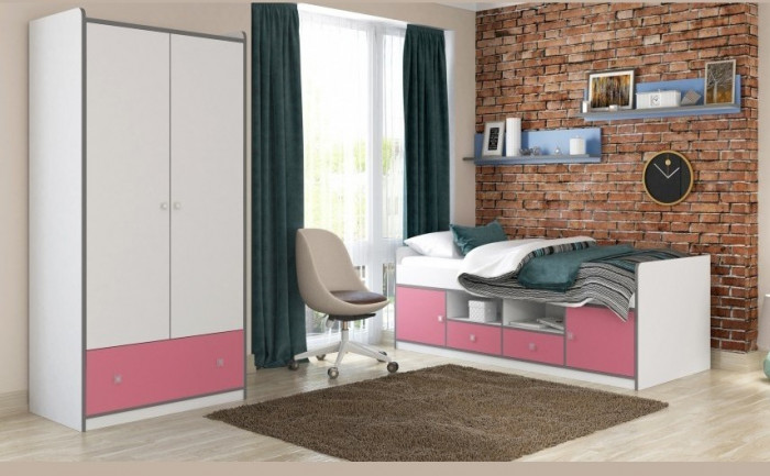 Модульная детская Дельта-Сильвер, композиция 2, розовая