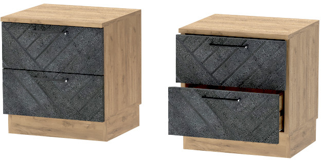 Тумба-6 прикроватная напольная "Иннэс-7", Крафт золотой/Бетон графит