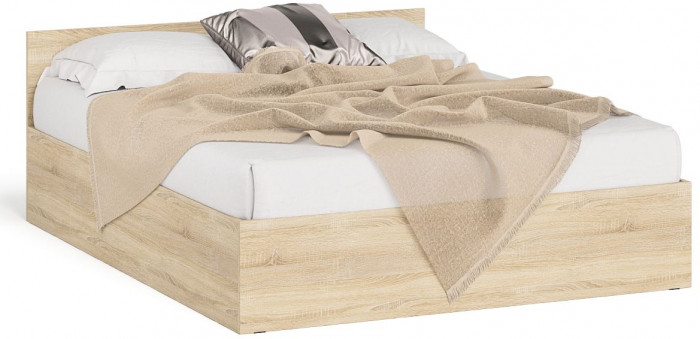 Мори Кровать 1600, цвет дуб сонома, ШхГхВ 163,5х203,5х70 см., сп.м. 1600х2000 мм., без матраса, основание есть