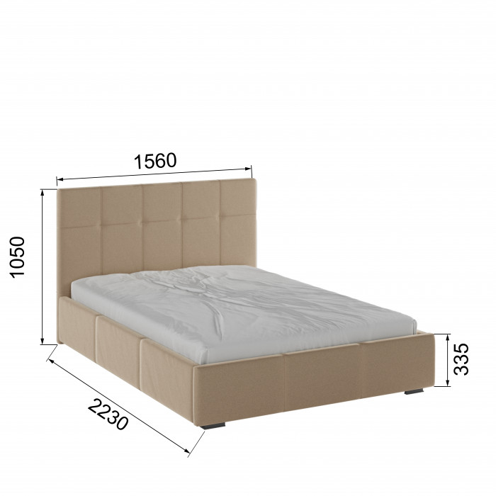 Рио Кровать интерьерная 140 бежевый квадрат, ортопед