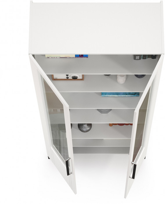 Валенсия Гостиная 13.217 Шкаф, цвет ЛДСП белый шагрень/МДФ белый шагрень, ШхГхВ 84,1х38,1х225,2 см.