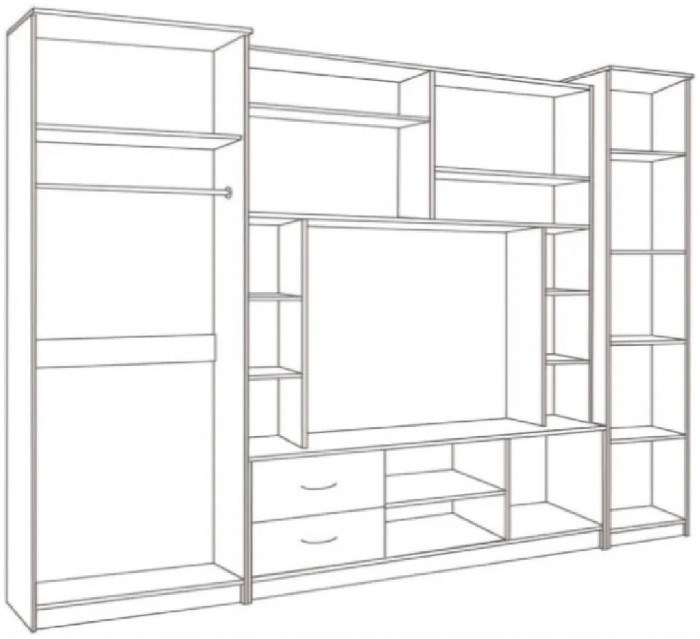 Гостиная Флора ЛДСП (Ясень шимо темный / светлый)