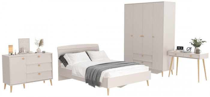 Афина Спальня 13-1400, цвет кашемир серый, сп.м. 1400х2000 мм., б/м, основание есть - фанера