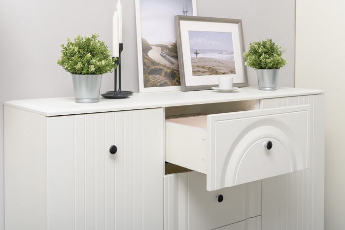 Валенсия Гостиная № 089, ЛДСП белый шагрень/МДФ белый шагрень