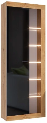 Прага Шкаф-Витрина ЛДСП Дуб вотан/Черный глянец