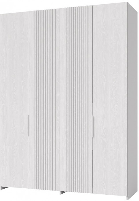 Шкаф 4-х дверный для одежды "Харди" - Белый текстурный/Ясень белый
