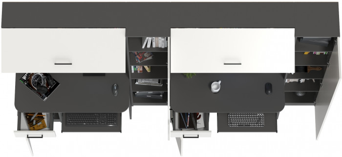 Два стола рабочих 6-0603Мграф/бел Альфа, графит/белый