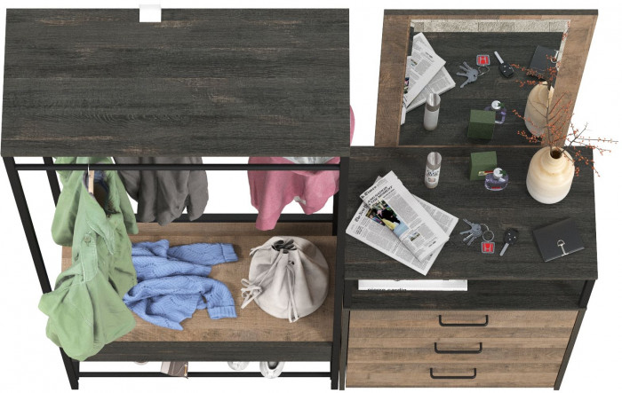 Трувор Прихожая 220, цвет дуб гранж песочный/интра, ШхГхВ 146х37х194,2 см., универсальная сборка