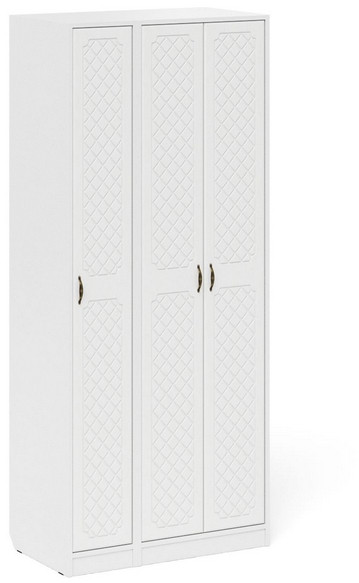 Прихожая П-6-500 Шкаф + Пенал, цвет белая шагрень/фасады МДФ белое дерево фрезеровка ромб, ШхГхВ 90х50х210 см., универсальная сборка