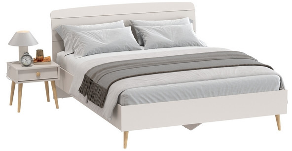 Афина Спальня Кровать 1600 + Тумба прикроватная, кашемир серый