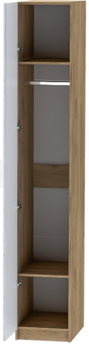 Шкаф-пенал №1 "Иннэс-7" - Крафт золотой/Бетон снежный