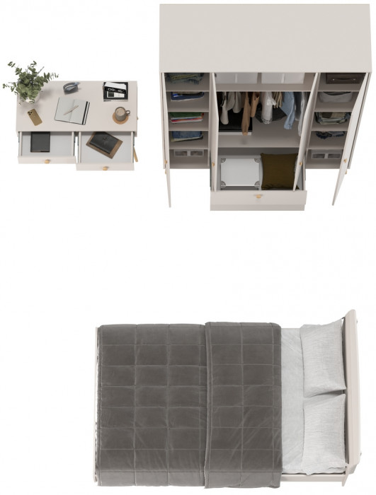 Афина Спальня 14-1200, цвет кашемир серый, сп.м. 1200х2000 мм., б/м, основание есть - фанера