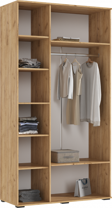 Норд Шкаф 3-х створчатый 1200 с антресолью, Дуб крафт/Изумрудный