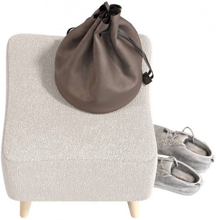 Банкетка 6-5133ТКВмол Куби, цвет ткань молоко, ШхГхВ 41х41х45 см.(квадратная банкетка на четырёх ножках), цвет ножек: иней