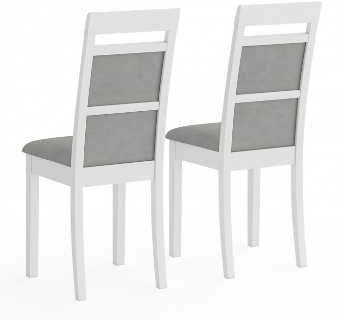 Два стула Мебель--24 Гольф-12 разборных, цвет белый, обивка ткань велюр серый 63, ШхГхВ 40х40х100 см., от пола до верха сиденья 47 см.(мягкая спинка)