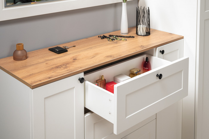 Остин Прихожая 39, белый шагрень/дуб крафт золотой