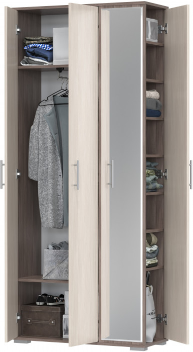 Прихожая 2-3421бод.тем/св Домино-мини, цвет бодега тёмный/бодега светлый, ШхГхВ 88х36х202 см., универсальная сборка