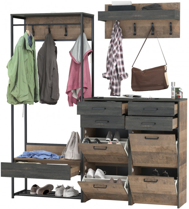 Трувор Прихожая 222, дуб гранж песочный/интра