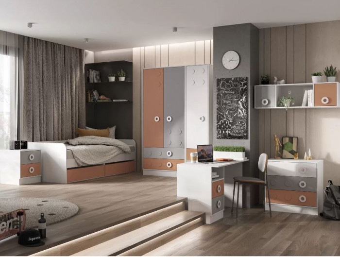 ТУРБО ТБ 01 Тумба (450х541х497) корпус белый/шарлиз кашемир/терракота