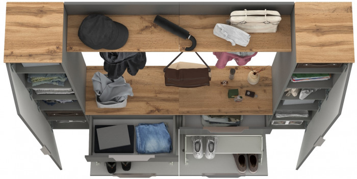 Октава Прихожая 35, серый графит/дуб крафт золотой/фасады МДФ серый графит