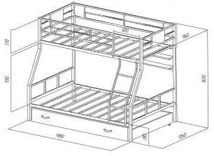 Двухъярусная кровать Гранада-1ПЯ, коричневая / Дуб (Венге, Черный)
