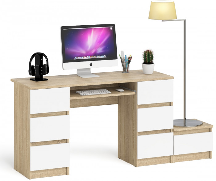 Мори Стол компьютерный МС-2 + Тумба ТМП400.1, цвет дуб сонома/белый, ШхГхВ 175,8х50х76,6 см., универсальная сборка