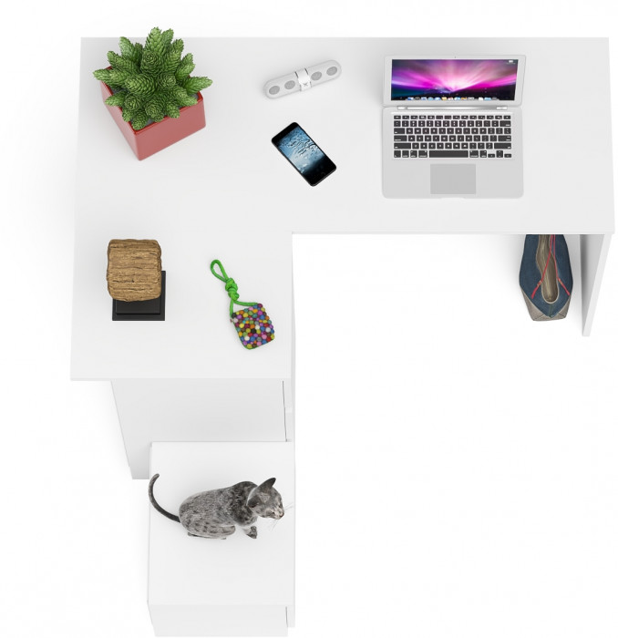 Мори Стол компьютерный МС-16 левый + Тумба ТМП400.1, цвет белый, ШхГхВ 164,8х84,9х76,6 см., выдвижные ящики слева, НЕ универсальная сборка