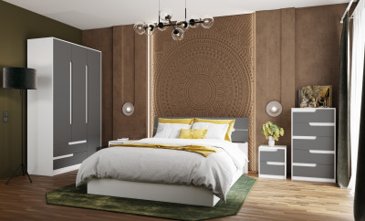 Модульная спальня Гавана, набор 2, Белый/Графит серый