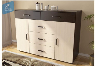 Вега К-03 Комод 5 ящиков+2 створки венге/дуб молочный
